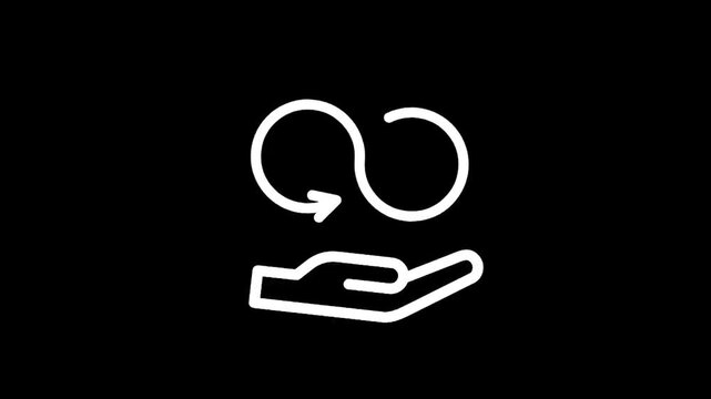 Circular economy icon with hand and infinity loop symbol representing sustainability and reuse