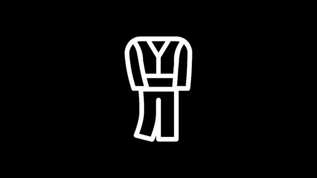 White outline of a martial arts uniform on a black background, representing discipline and tradition