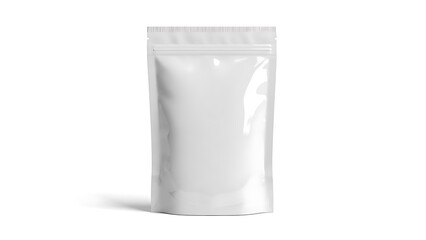 White Food Packaging Pouch with Zip Lock Closure on White Background