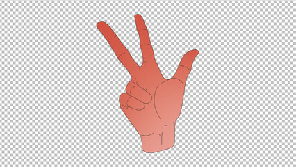 Obraz premium Three Fingers Hand PNG Transparent Number 3 Counting Clipart