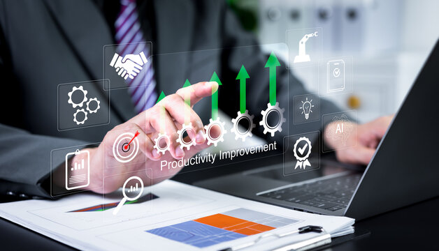 Businessman solves complex problems to improve productivity, illustrating strategic thinking, efficient workflow optimization, and performance enhancement in modern business operations.