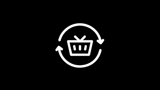 Shopping cart icon with circular arrows indicating a continuous process or cycle