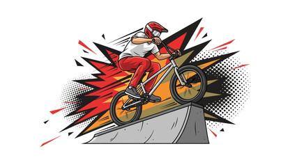 Bmx rider performing stunt vector illustration on white background © Muh