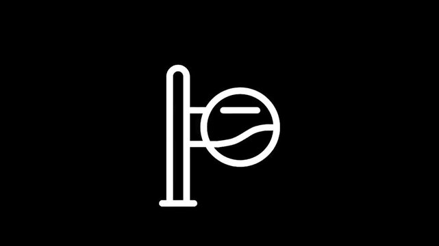 Simple line art icon of a parking meter on a black background