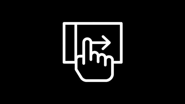 Icon representing a hand swiping right on a digital screen interface