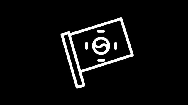Stylized Korean flag icon with Taegeuk symbol and trigrams on a black background
