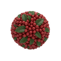Floating Coffee Cherry spherical cluster, isolated on a transparent background