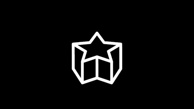 Abstract geometric star emblem icon with a 3D perspective on a black background