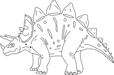 Stegosaurus Coloring Page for Kids-Cute Dinosaur Outline Illustration © Sakib8771