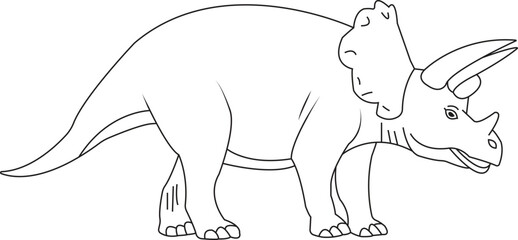 Triceratops Dinosaur Coloring Page-Cute Prehistoric Dino Outline for Kids © Sakib8771