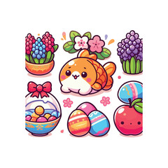 Fototapeta premium march 21 international nowruz pastel kawaii icon collection