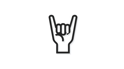 Fototapeta premium Rock and roll hand sign line icon. Gesture for music, heavy metal, concert, and energetic feeling.