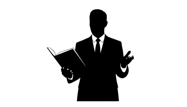 Set of male teacher with book silhouette vector