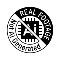 real footage not ai generated watermark symbol logo icon label vector isolated on transparent background