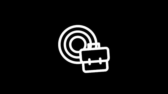 Business target icon with briefcase and concentric circles representing goals and achievement
