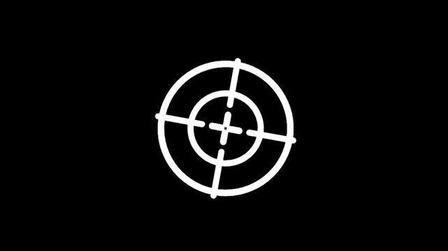 Simple white crosshair icon on a black background, representing focus and precision