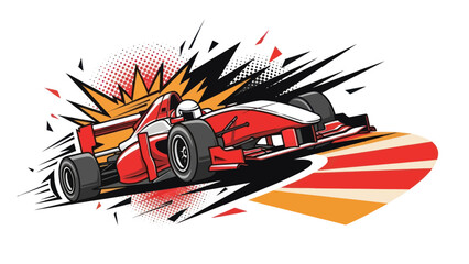 Naklejka premium Racing formula one car illustration with dynamic design elements on white