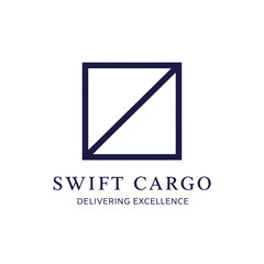 Naklejka premium Swift Cargo company logo with diagonal line and excellence tagline.