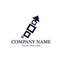 Modern Company Logo Template with Arrow and Placeholder Text.