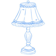 Vintage Table Lamp Line Art Illustration 