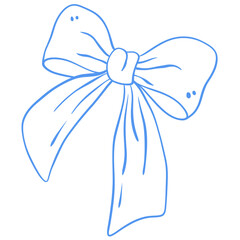 Vintage Ribbon Bow Line Art Illustration 