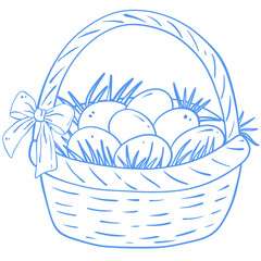Vintage Egg Basket Line Art Illustration 