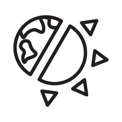 Global warming earth sun split line icon for app website infographic