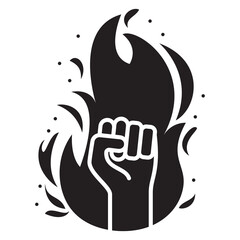Wildfire warning flame fist icon for app website infographic