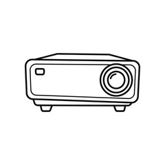 Obraz premium Simple line drawing of a projector device for presentations and media display