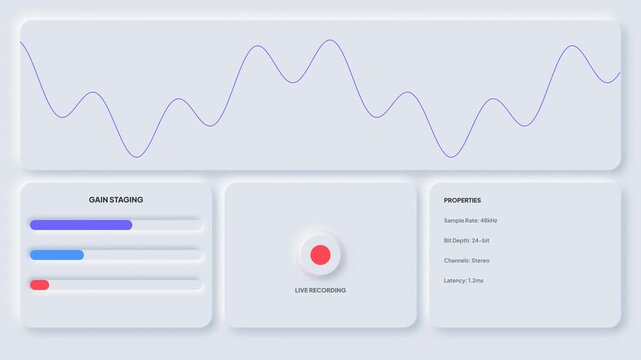 Dashboard analytics UI element with charts, sliders, and input fields, depicting data visualization and user interface design for a modern application