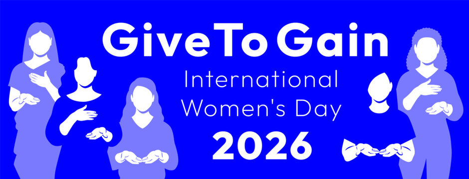 Give to Gain campaign pose. International Women's Day 2026. Diverse women demonstrate open palms giving gesture, with hand on their hearts to show generosity, collaboration and support for all women