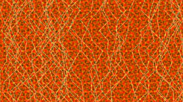 A vibrant, abstract pattern featuring interconnected lines and shapes in shades of purple, pink, and blue