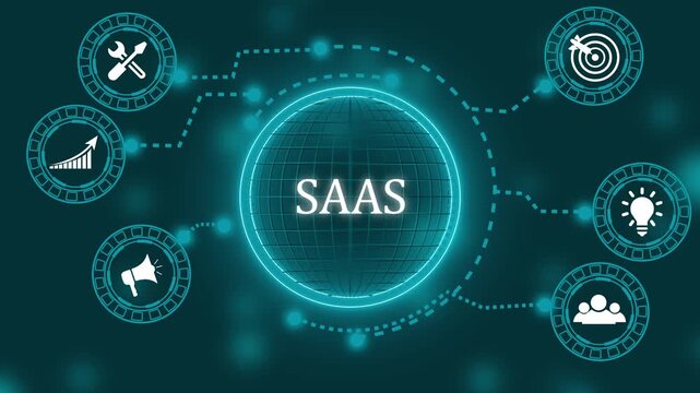 Saa S Software As A Service Network With Icons And Globe
