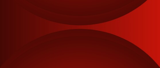Abstract red curved layered background with smooth gradient and symmetrical circular shapes