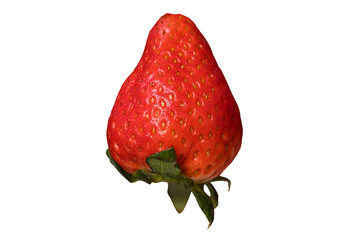 Single fresh ripe strawberry isolated on transparent background (PNG), juicy red berry with natural seeds and vibrant color. Perfect for food design, packaging, labels, and healthy fruit concepts.