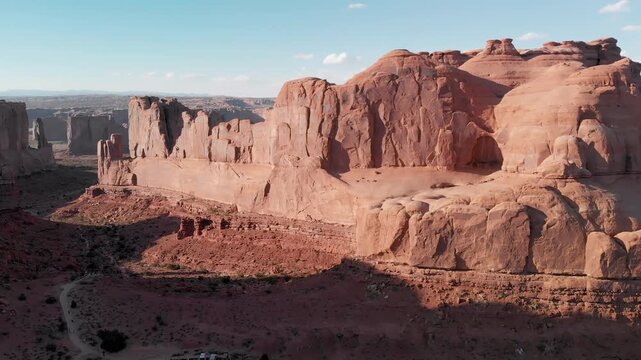 Park Avenue aerial view from helicopter in summer season, Arches National Park, Utah - USA