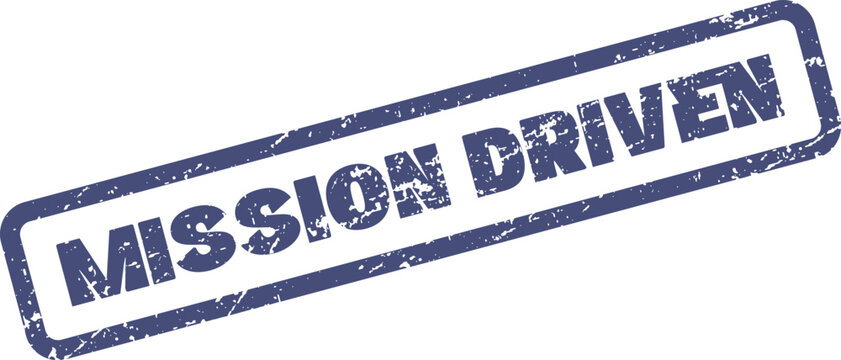 Mission driven stamp illustration representing strong organizational purpose and clear strategic objectives