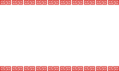 Red Chinese Greek Key Border Set - Traditional Meander Pattern Frame for Lunar New Year Oriental Decoration and Asian Pattern Design Vector Illustration