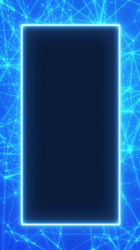 Vertical glowing frame with abstract digital plexus mesh, perfect template for corporate tech announcements, innovation events and modern science documentary title