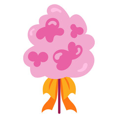 Pink Cotton Candy Cartoon Illustration