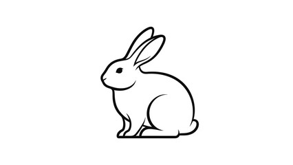 Obraz premium Cute Bunny Rabbit Outline Drawing, Simple Line Art Illustration