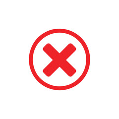 Obraz premium Red x in circle icon vector flat illustration design symbol cross.