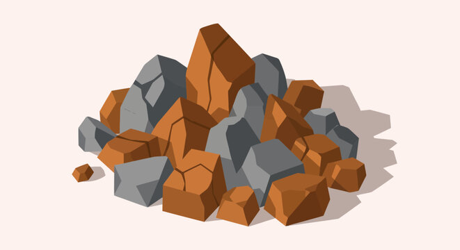 Pile of Brown and Gray Rocks.