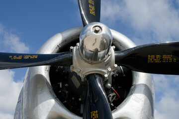 Close up propeller and engine of WW2 b29 bomber © Mark