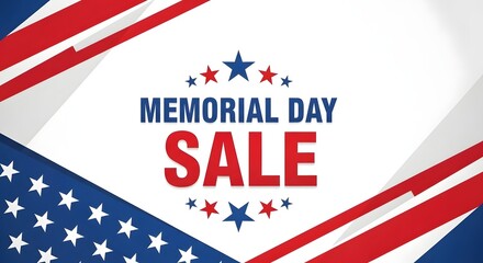 Memorial day sale event with patriotic theme and american flag design