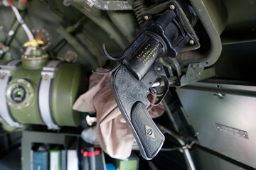 WW2 bomber flare gun in cockpit