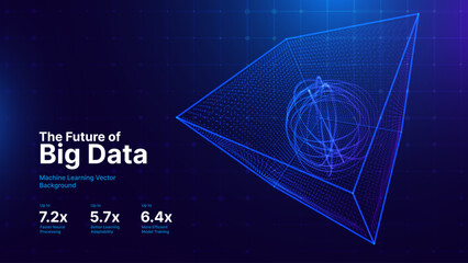 Plakat Big Data Storage Technology. Abstract Data Cube Background. Modern Technology Banner. Information Server. Data Science Computer Science Algorithms Vector Illustration.