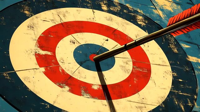 Close-up of a dartboard with an arrow striking the bullseye