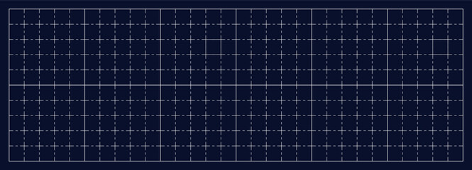 Technical grid pattern with precise lines on black paper background, perfect for blueprint designs, architectural drawings, and engineering projects with geometric structure.