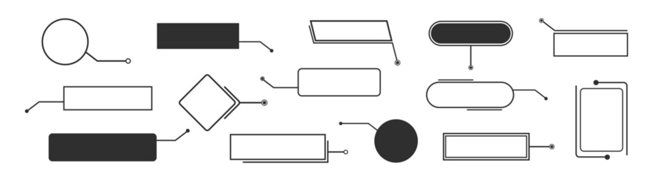 Flowchart diagram elements set with arrows connectors outline shapes callout title text box editable strokes for business workflow planning isolated on transparent background